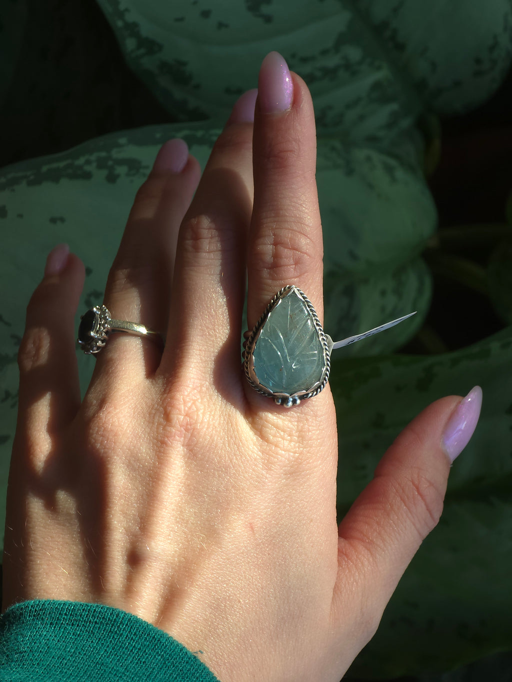 Carved Aquamarine Ring