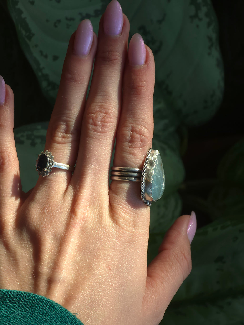Carved Aquamarine Ring