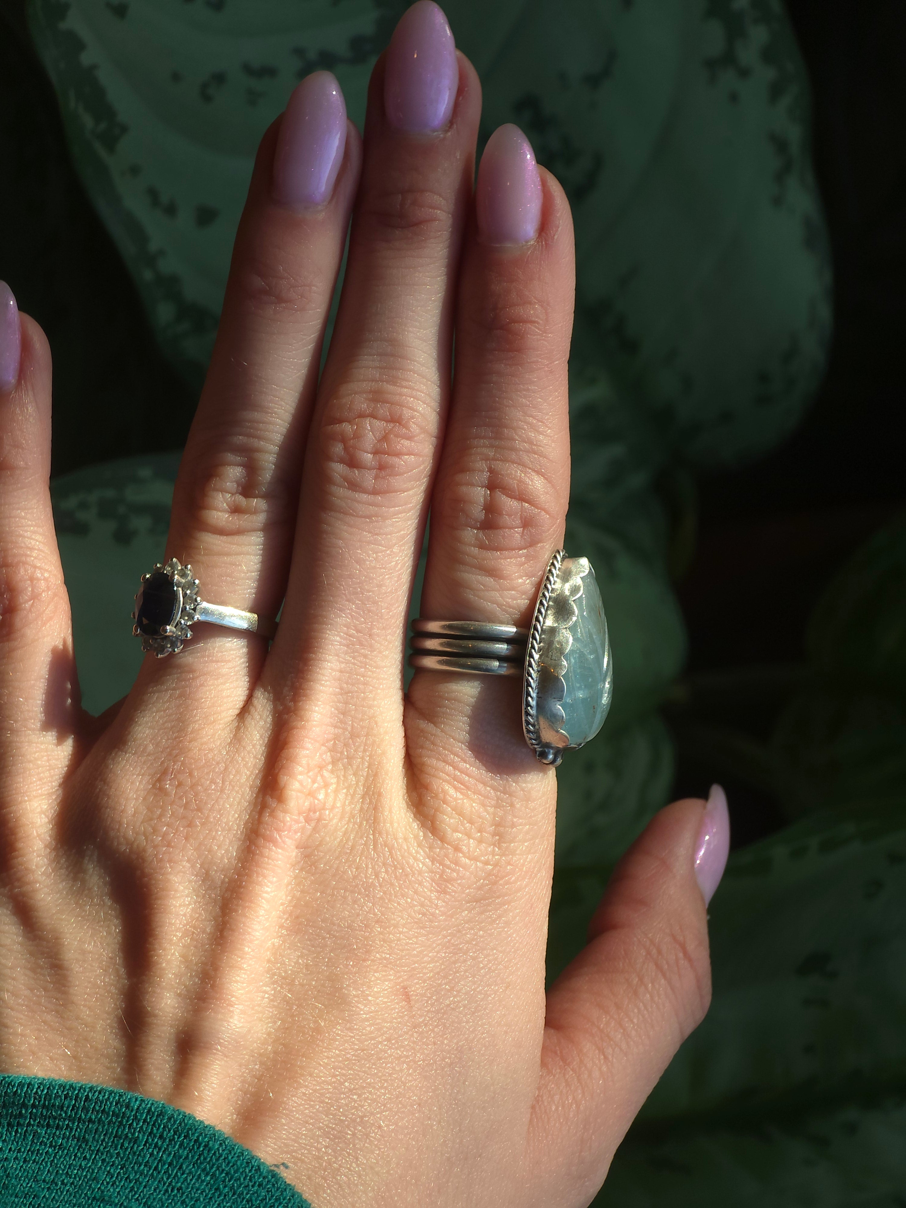 Carved Aquamarine Ring