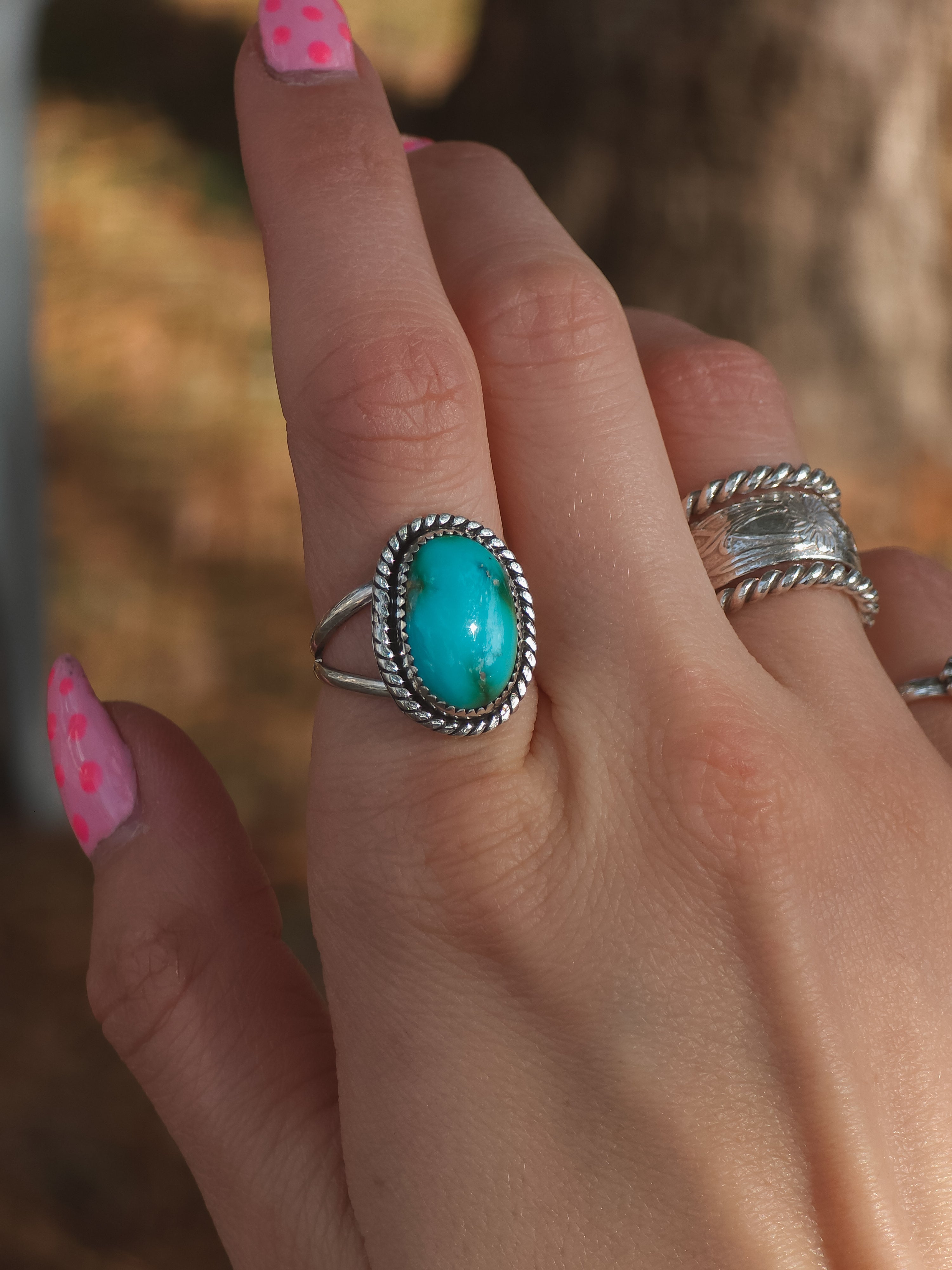 Sonoran Rose Turquoise メキシカンシルバーバングル Sonoran Gold Turquoise Ring – SLVR 72