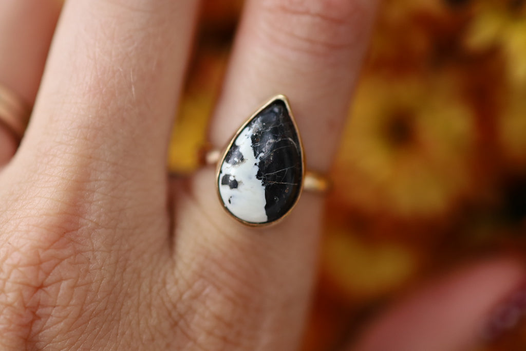 Gold Filled White Buffalo Ring size 6