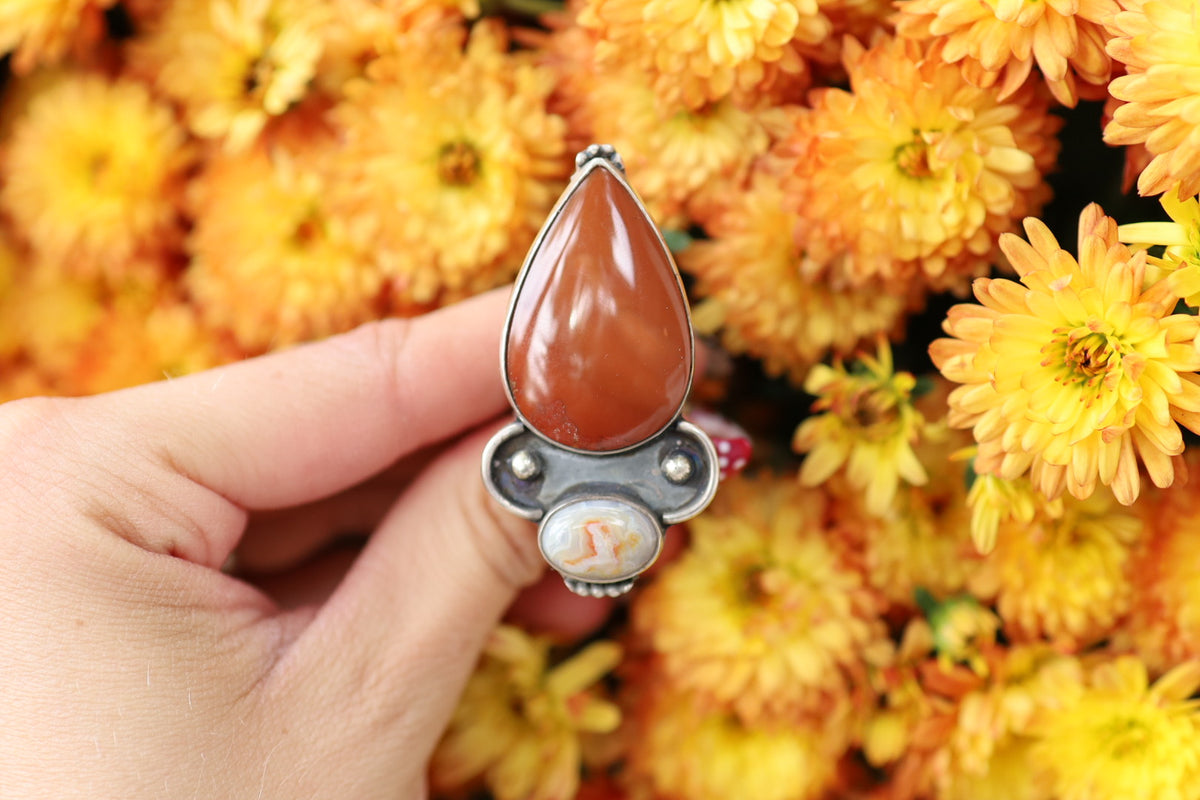 Brunea Jasper & Ocean Jasper Ring size 8