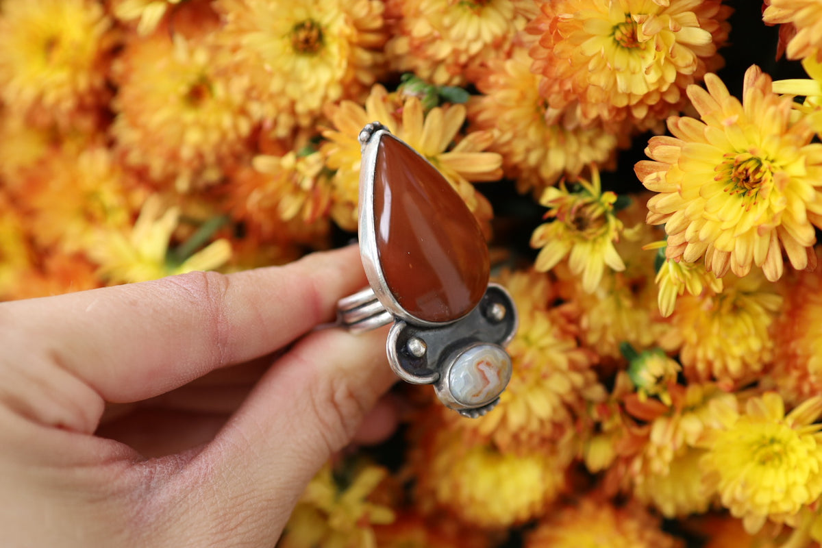 Brunea Jasper & Ocean Jasper Ring size 8