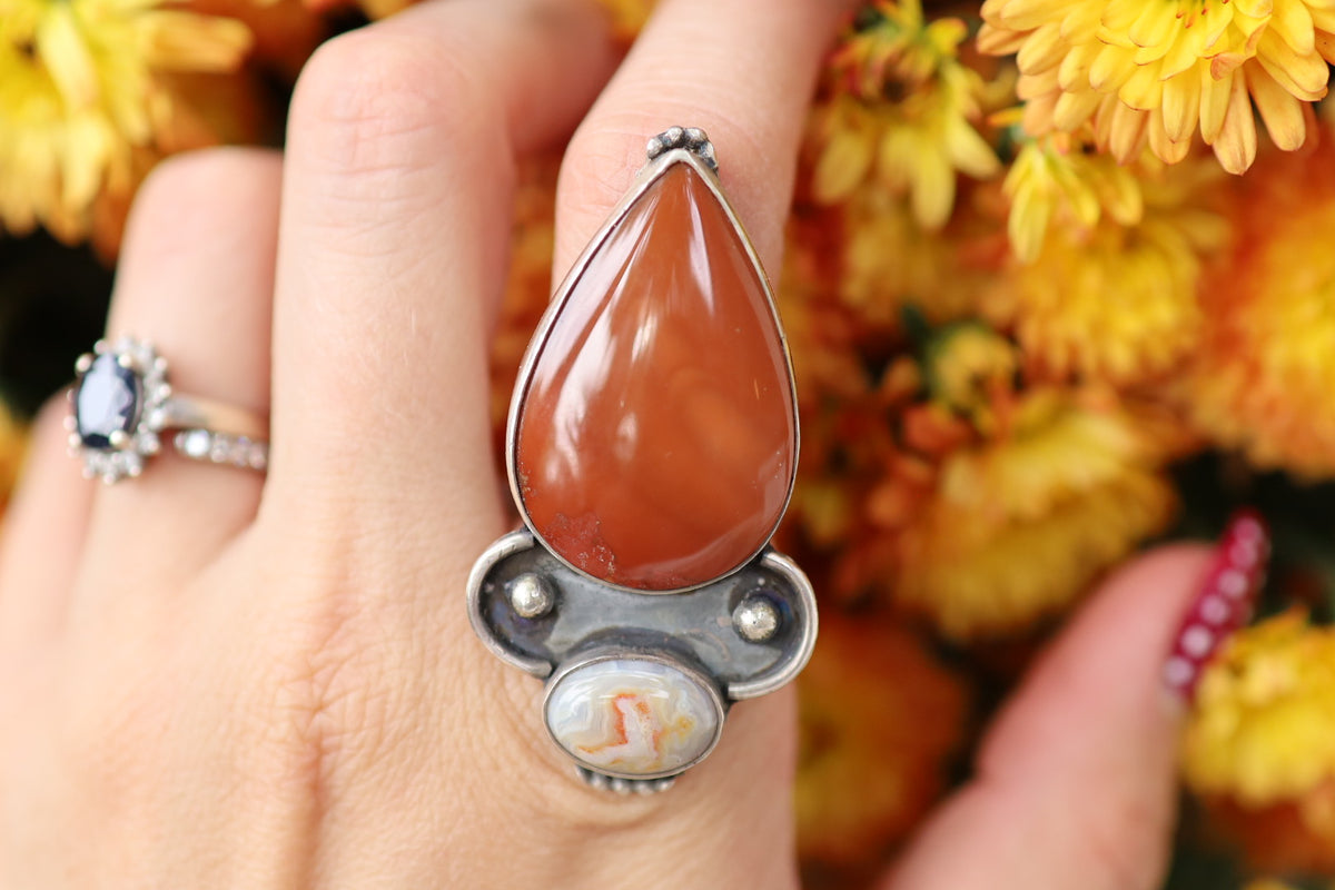 Brunea Jasper & Ocean Jasper Ring size 8