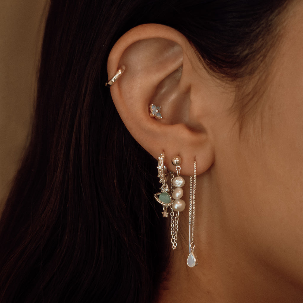 Teardrop Opal Threader Earring