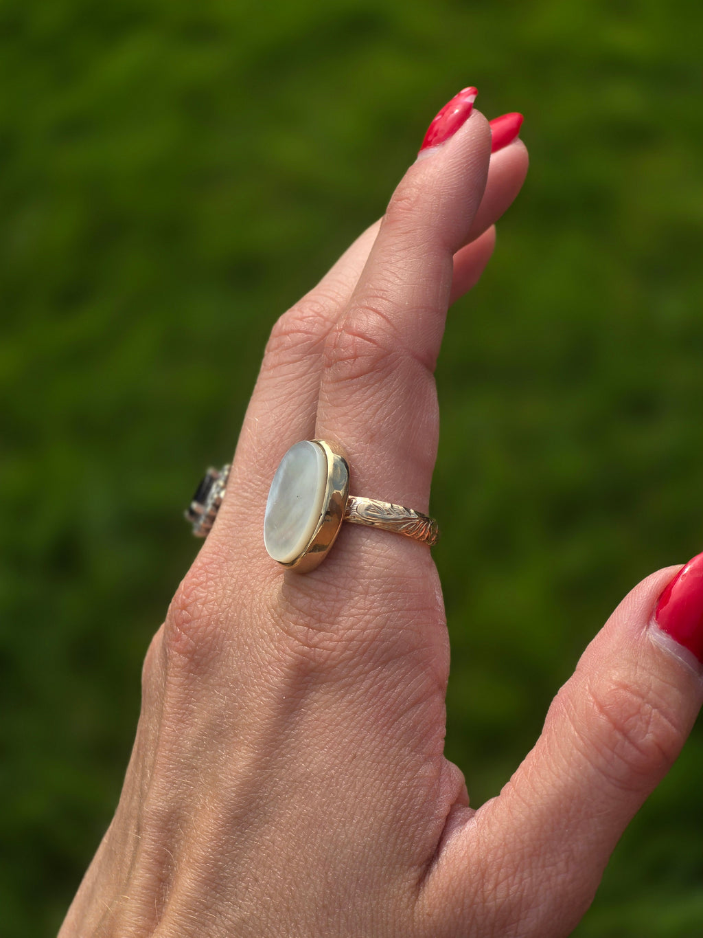Gold Filled Mother of Pearl Ring size 8