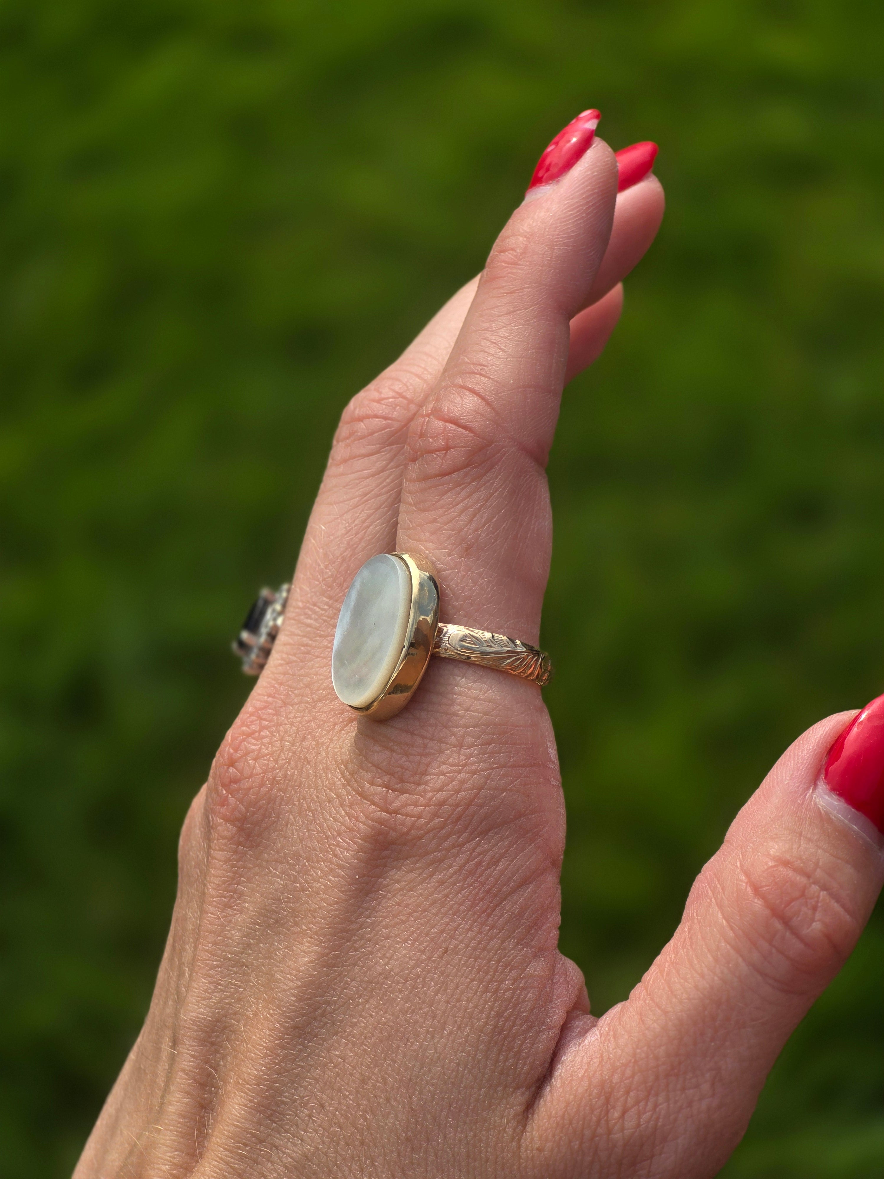 Gold Filled Mother of Pearl Ring size 8
