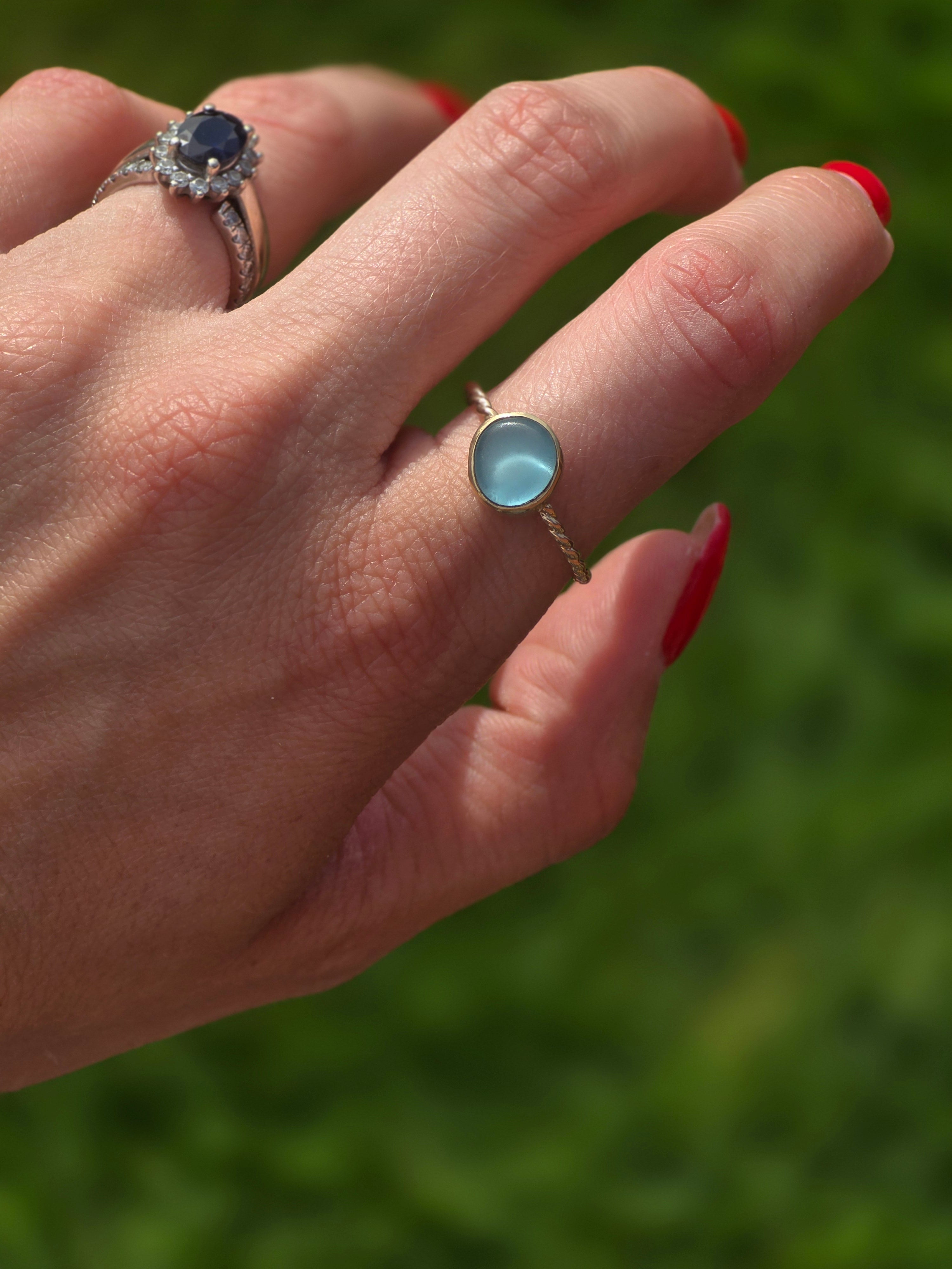 Gold Filled Seaglass Ring size 8