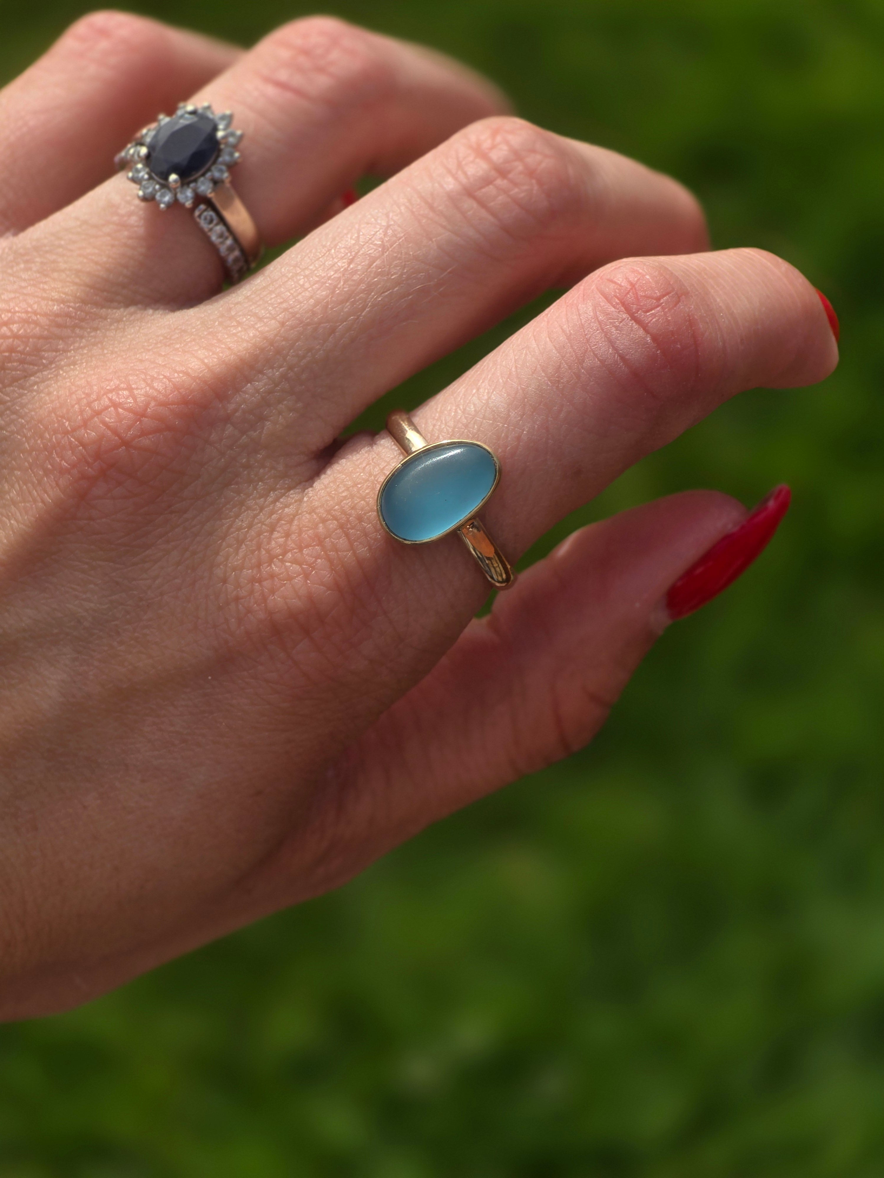 Gold Filled Seaglass Ring size 8.5