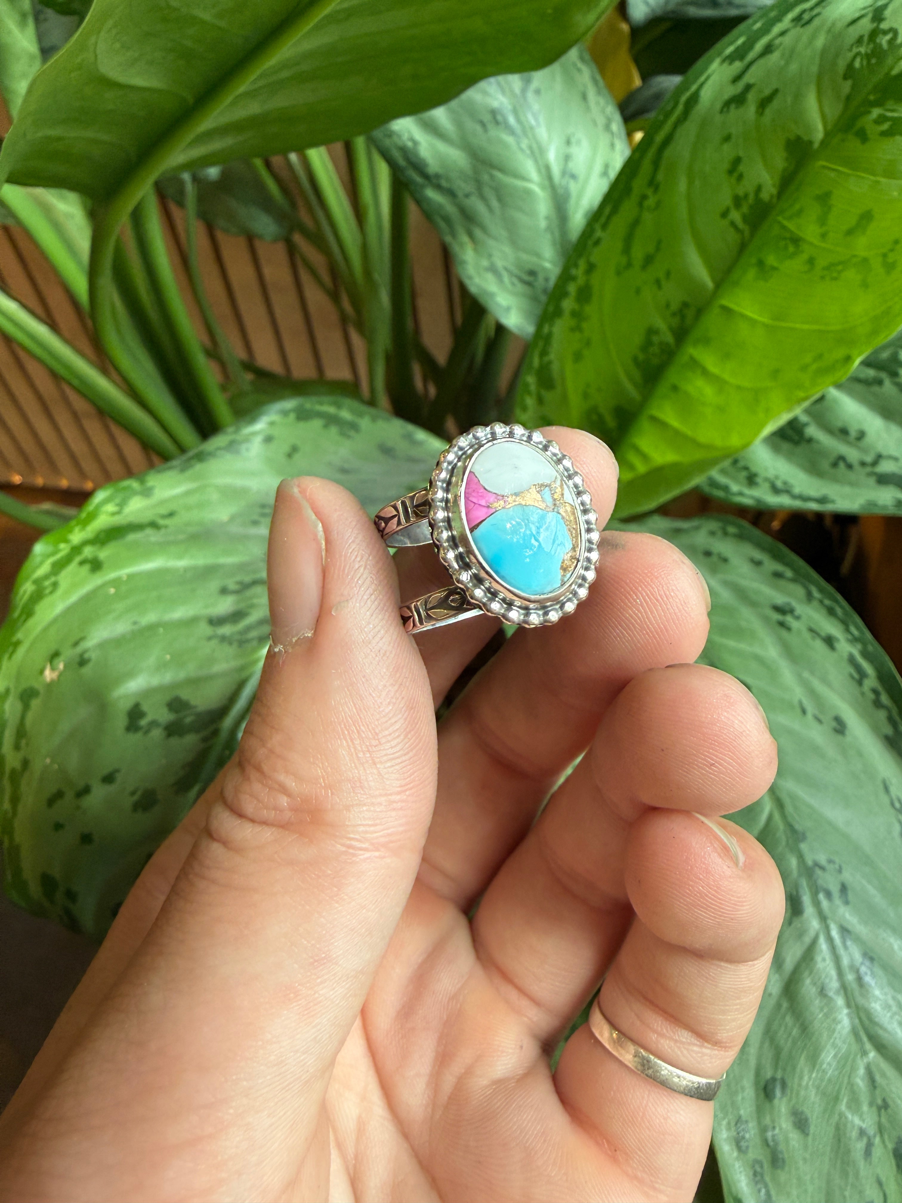 Kingman Cotton Candy Turquoise Ring size 8