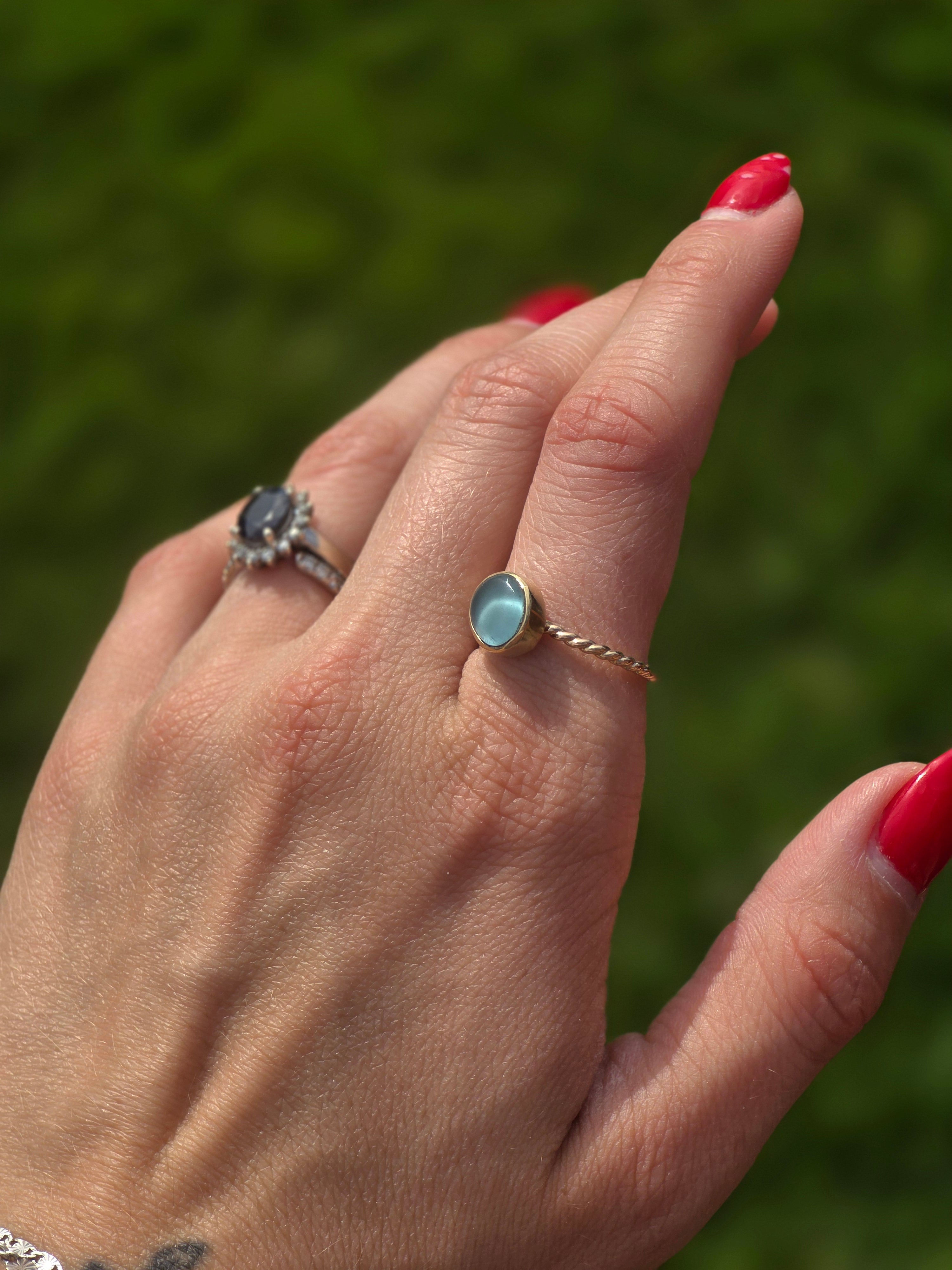 Gold Filled Seaglass Ring size 8