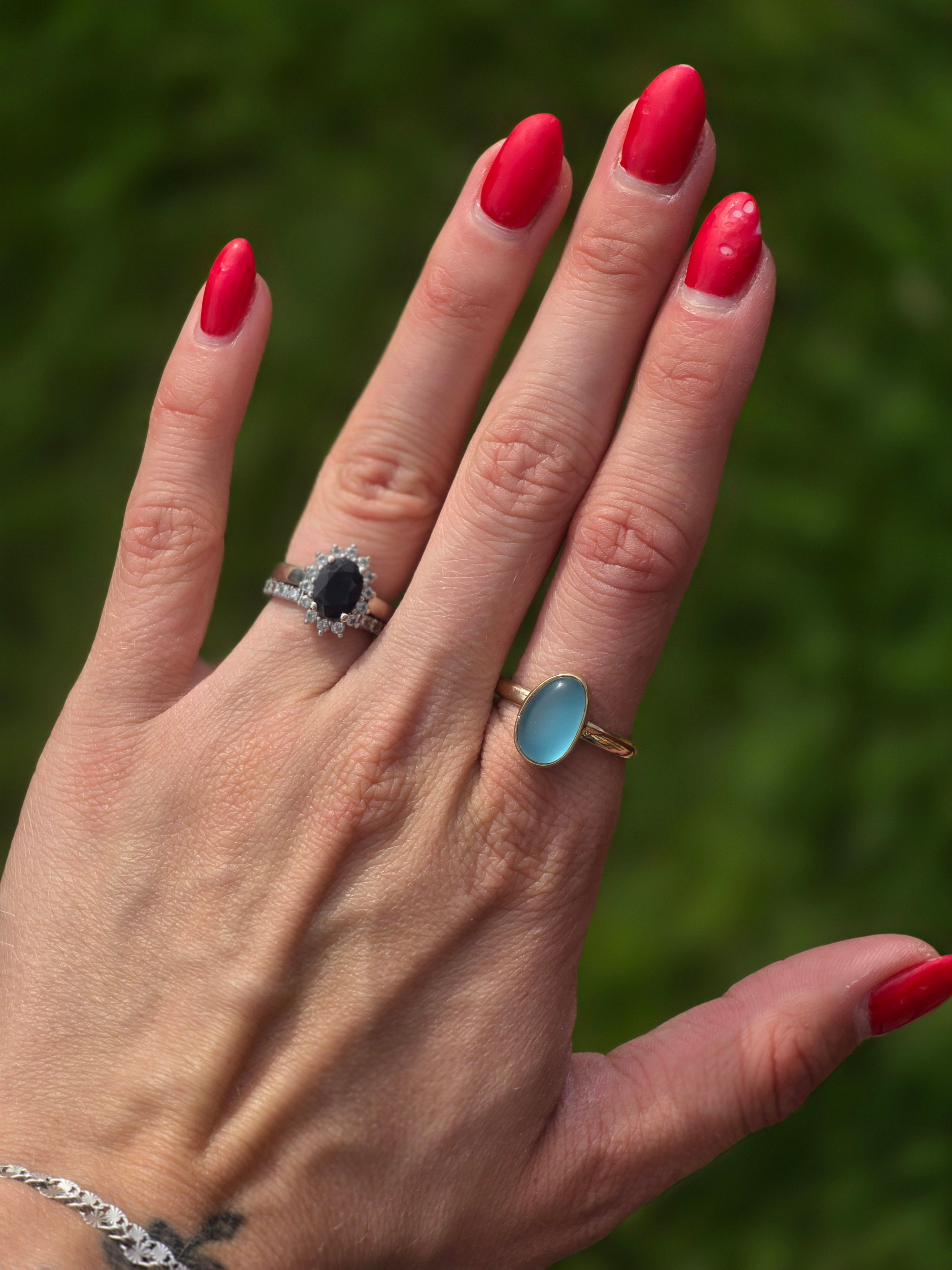 Gold Filled Seaglass Ring size 8.5