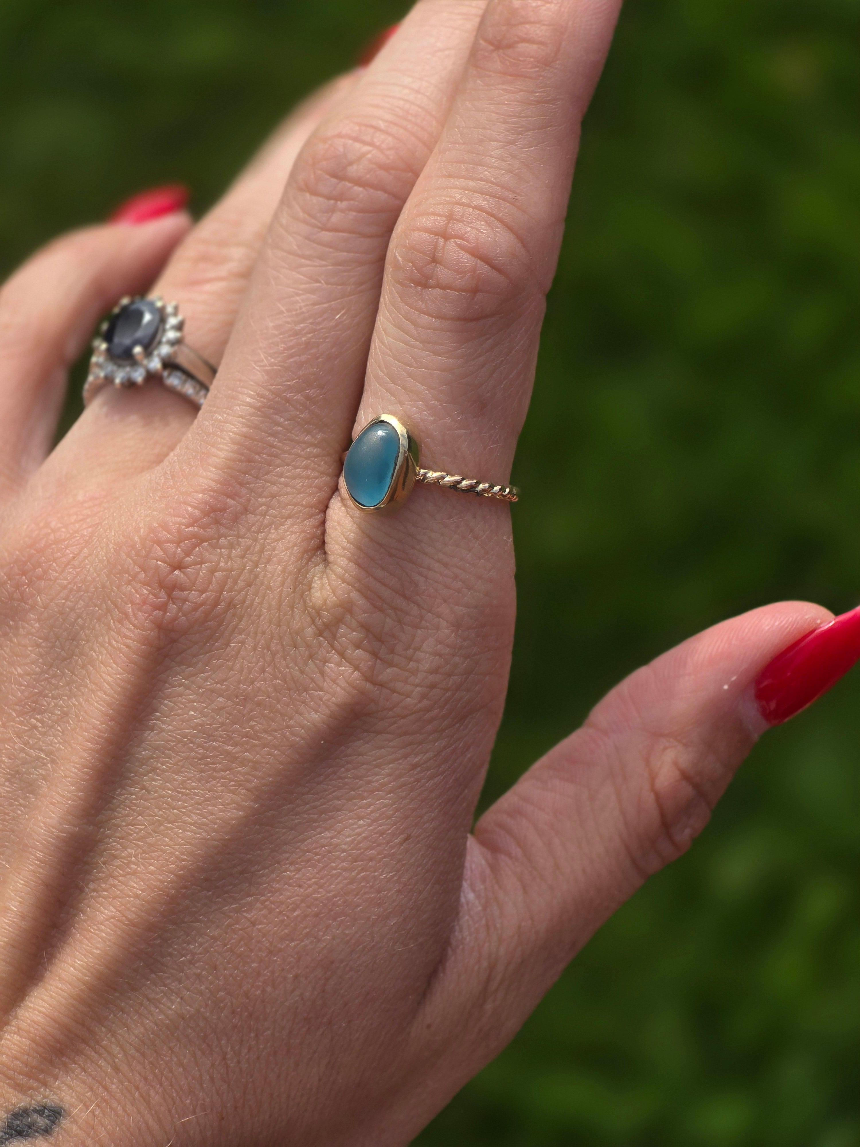 Gold Filled Seaglass Ring size 5.75