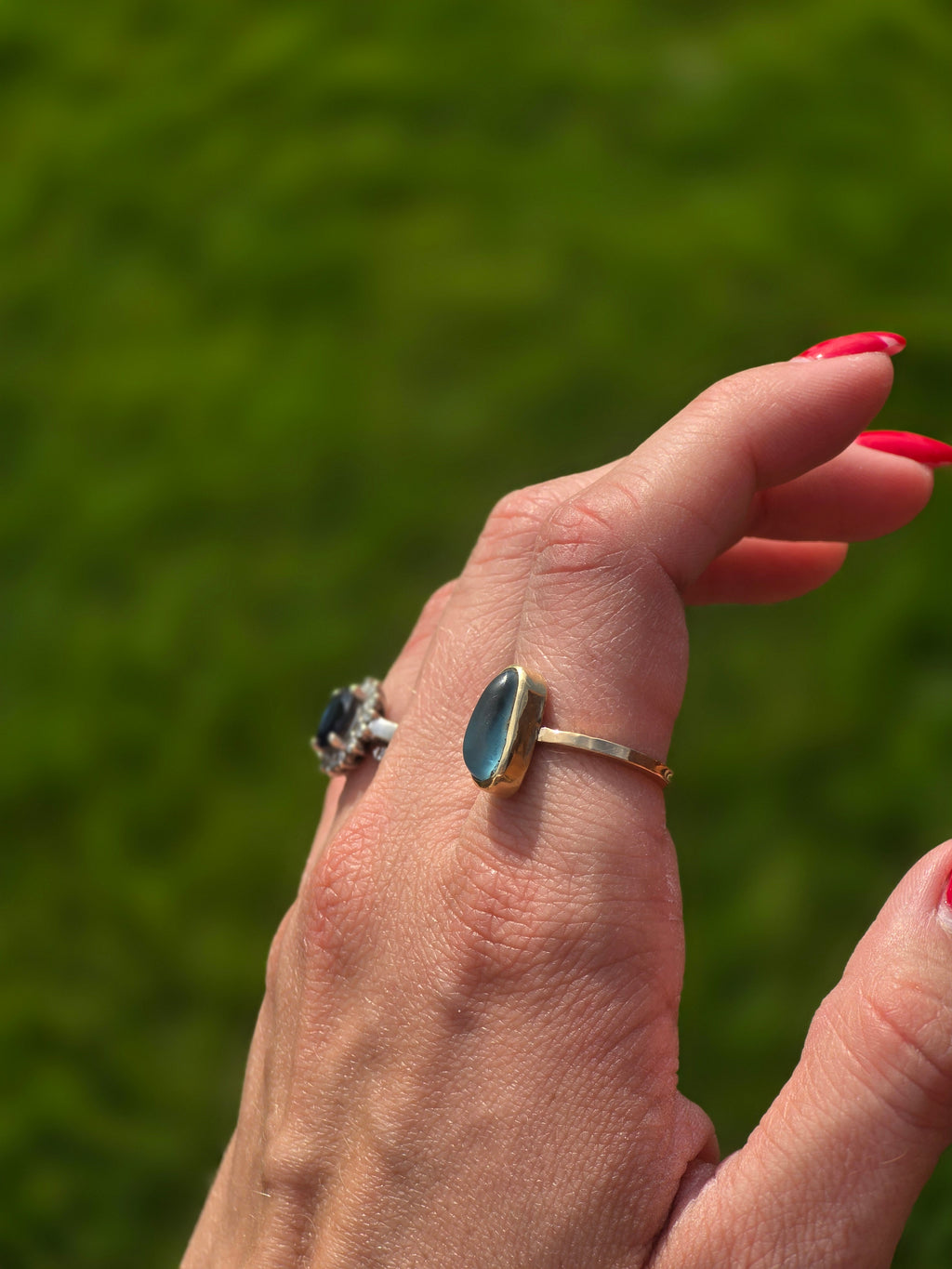 Gold Filled Seaglass Ring size 8.5