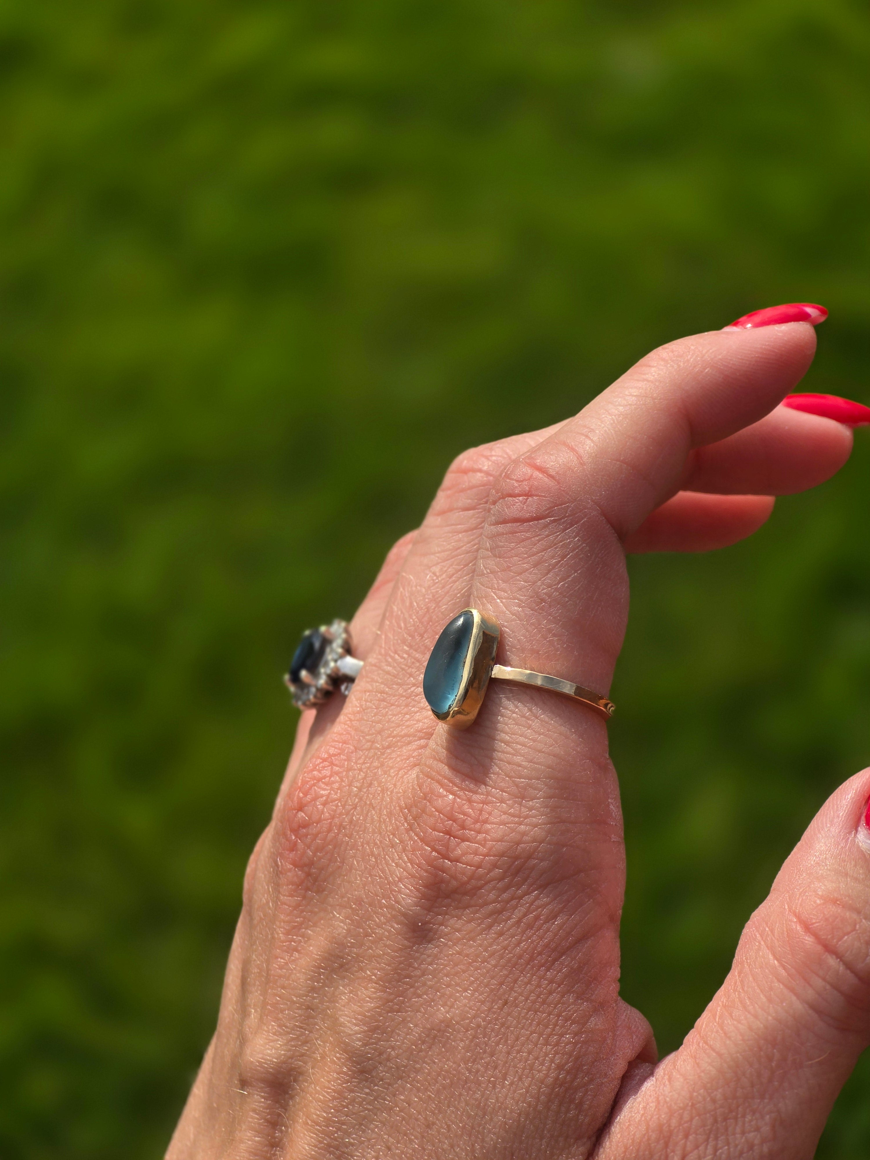 Gold Filled Seaglass Ring size 8.5