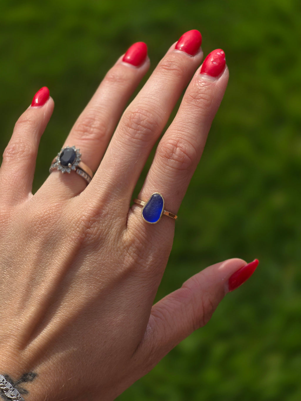 Gold Filled Seaglass Ring size 6