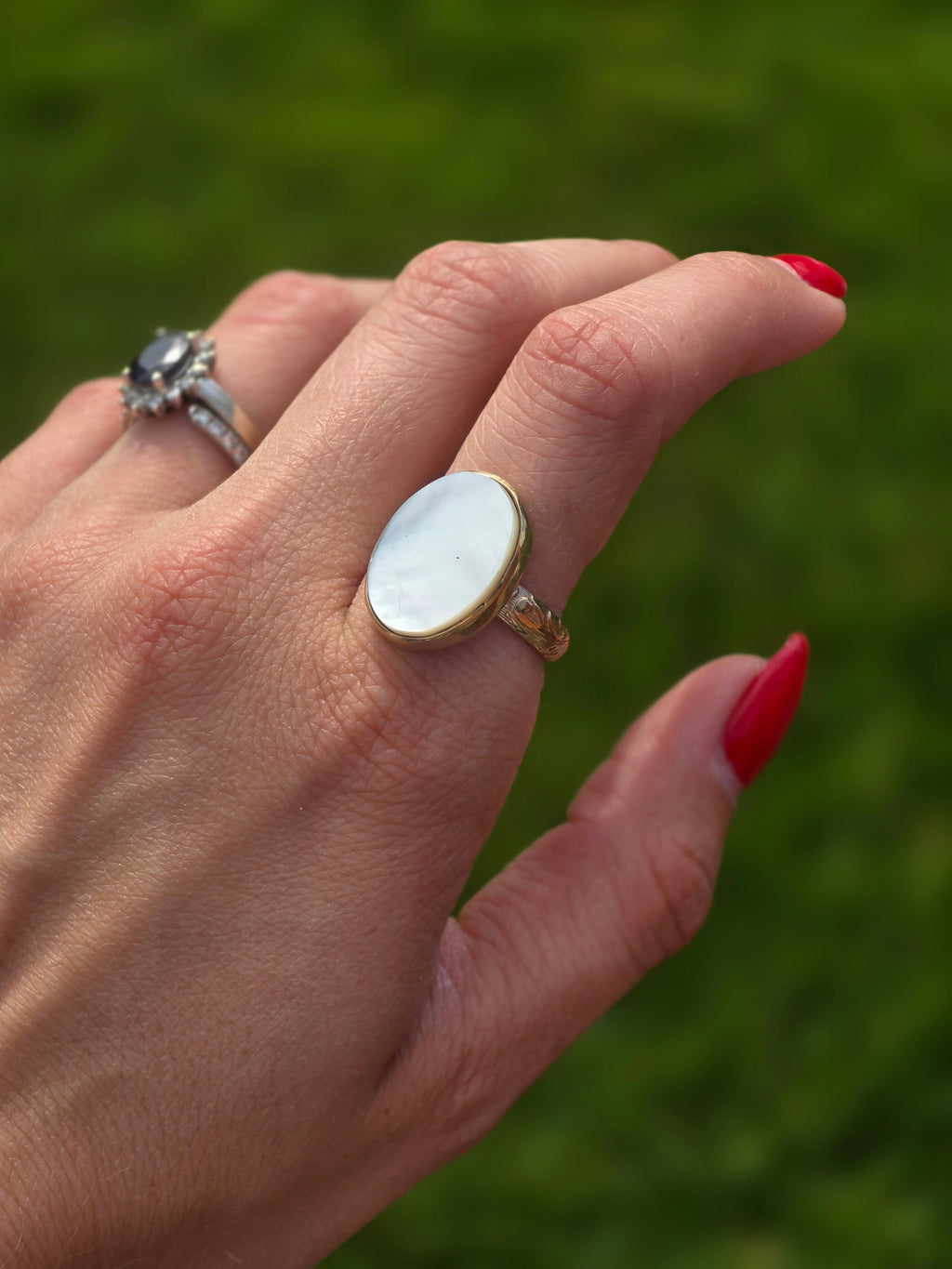 Gold Filled Mother of Pearl Ring size 8
