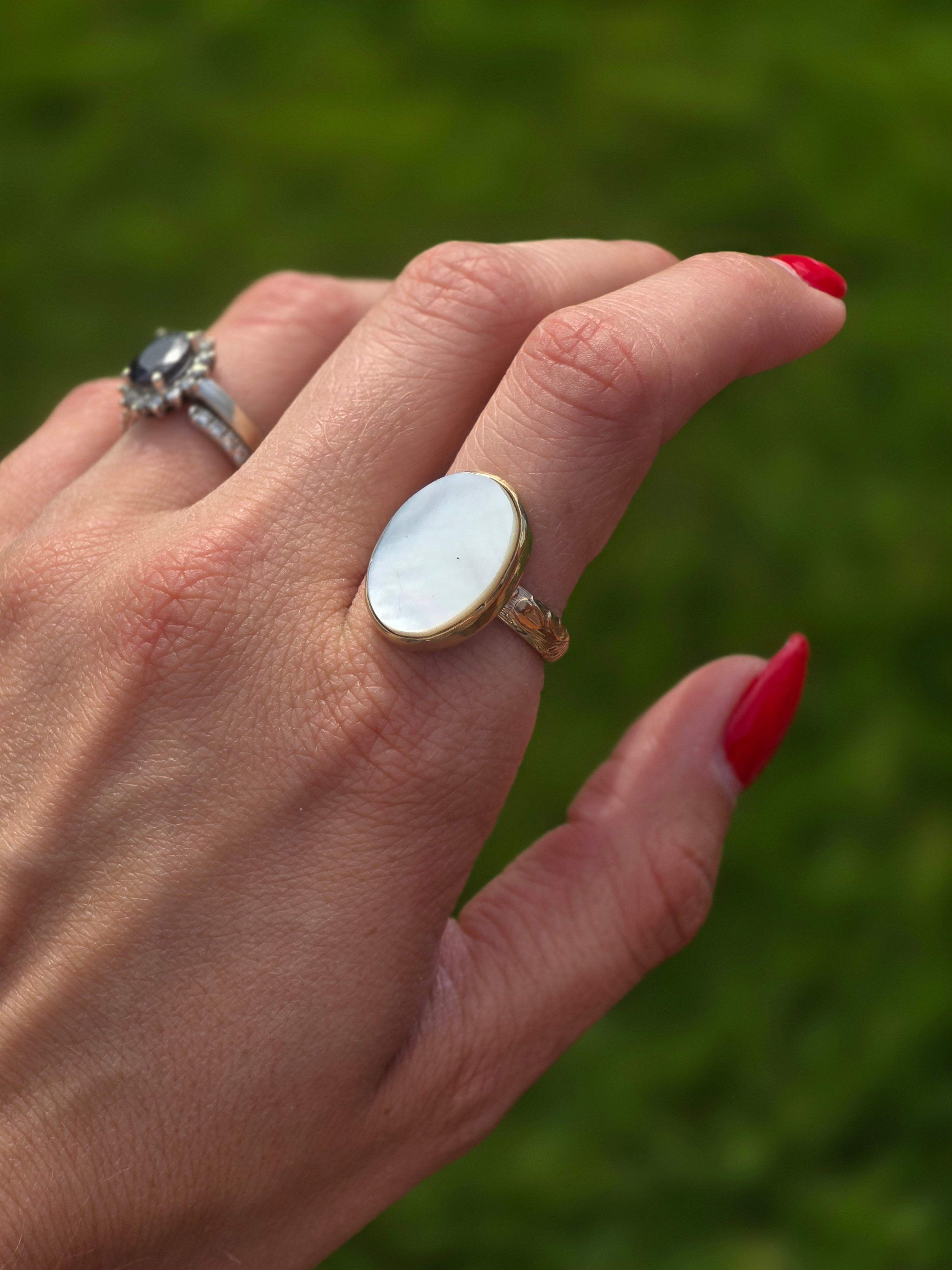 Gold Filled Mother of Pearl Ring size 8