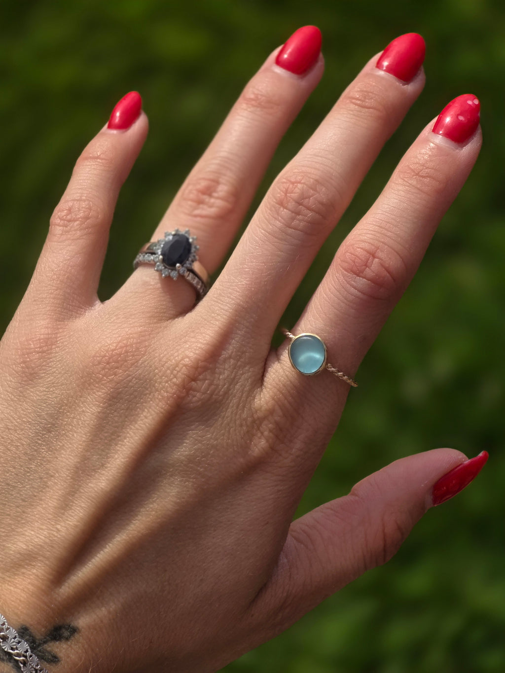 Gold Filled Seaglass Ring size 8