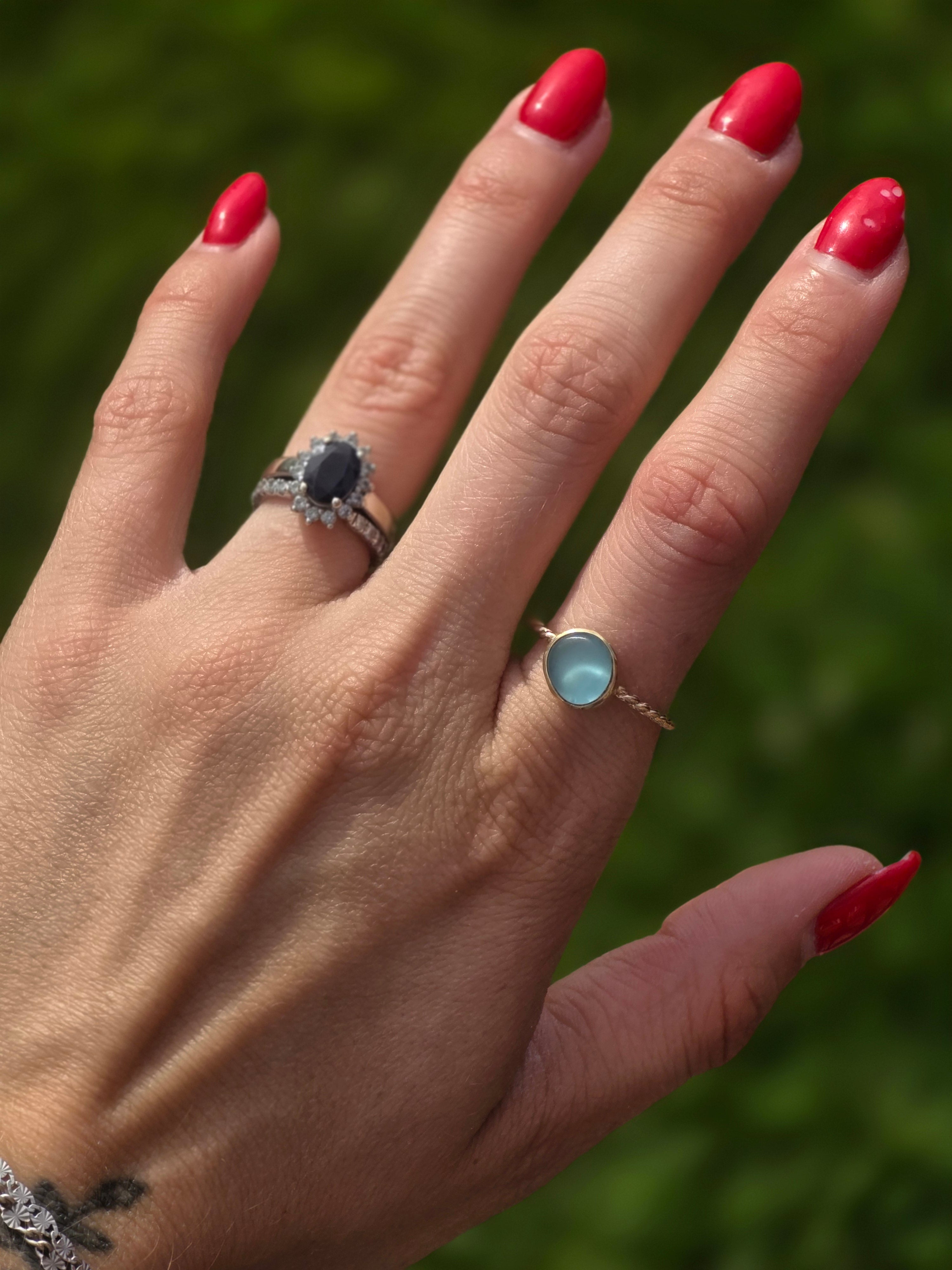 Gold Filled Seaglass Ring size 8