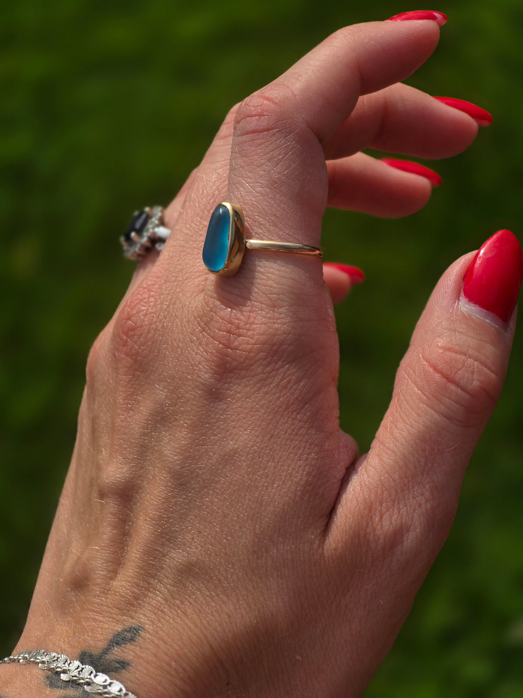 Gold Filled Seaglass Ring size 8.5