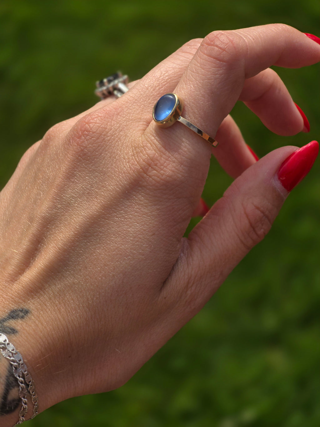 Gold Filled Seaglass Ring size 7