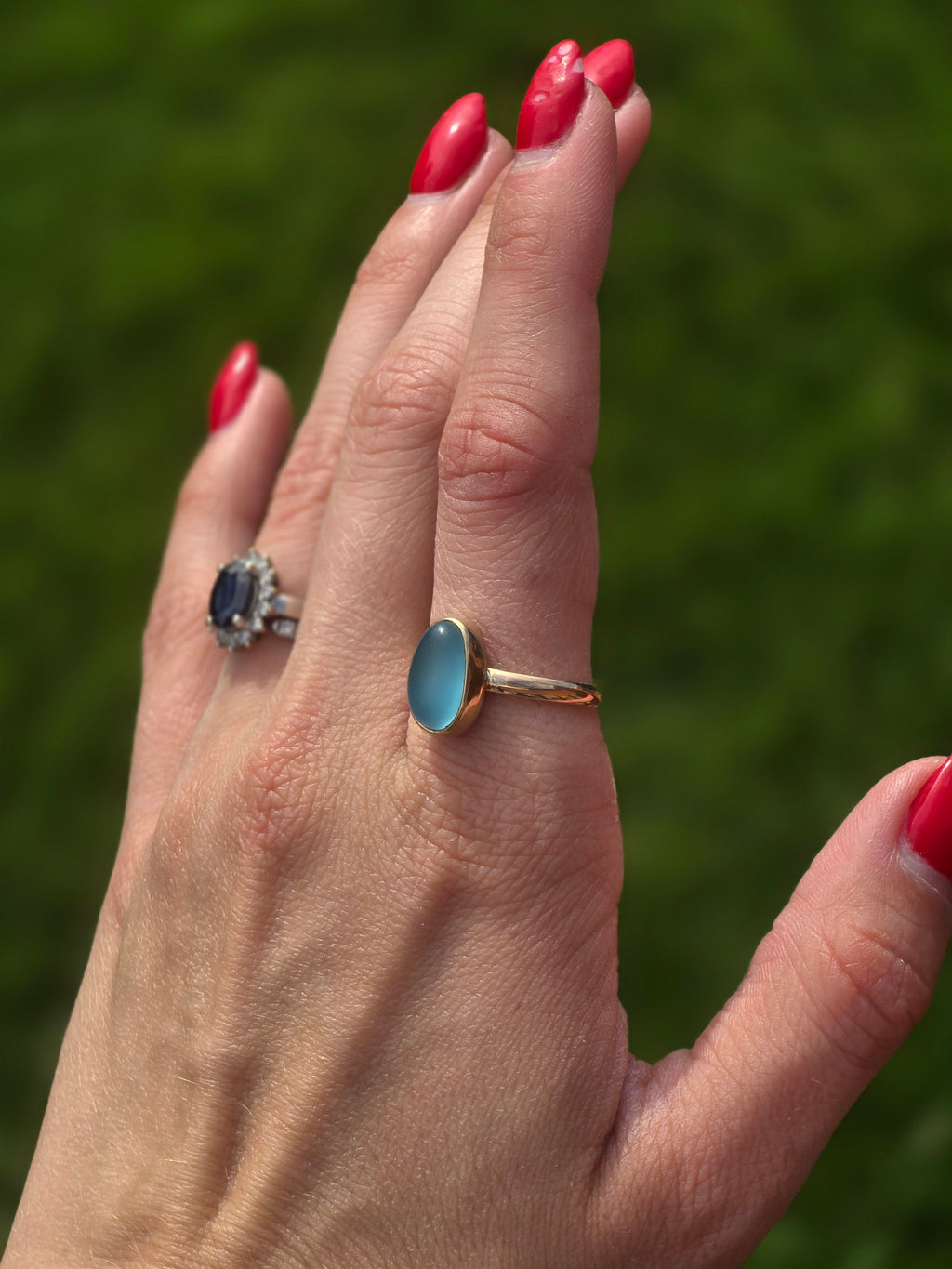 Gold Filled Seaglass Ring size 8.5